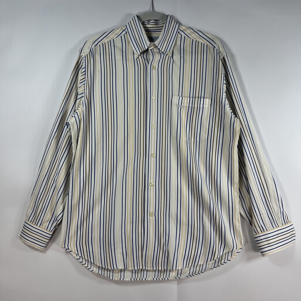 Alex Cannon Shirt Men Mediu Candy Barcode Stripe Pocket Button Long Sleeve Party